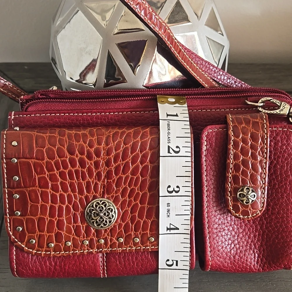 Elegant Brighton Red Leather Crossbody Bag